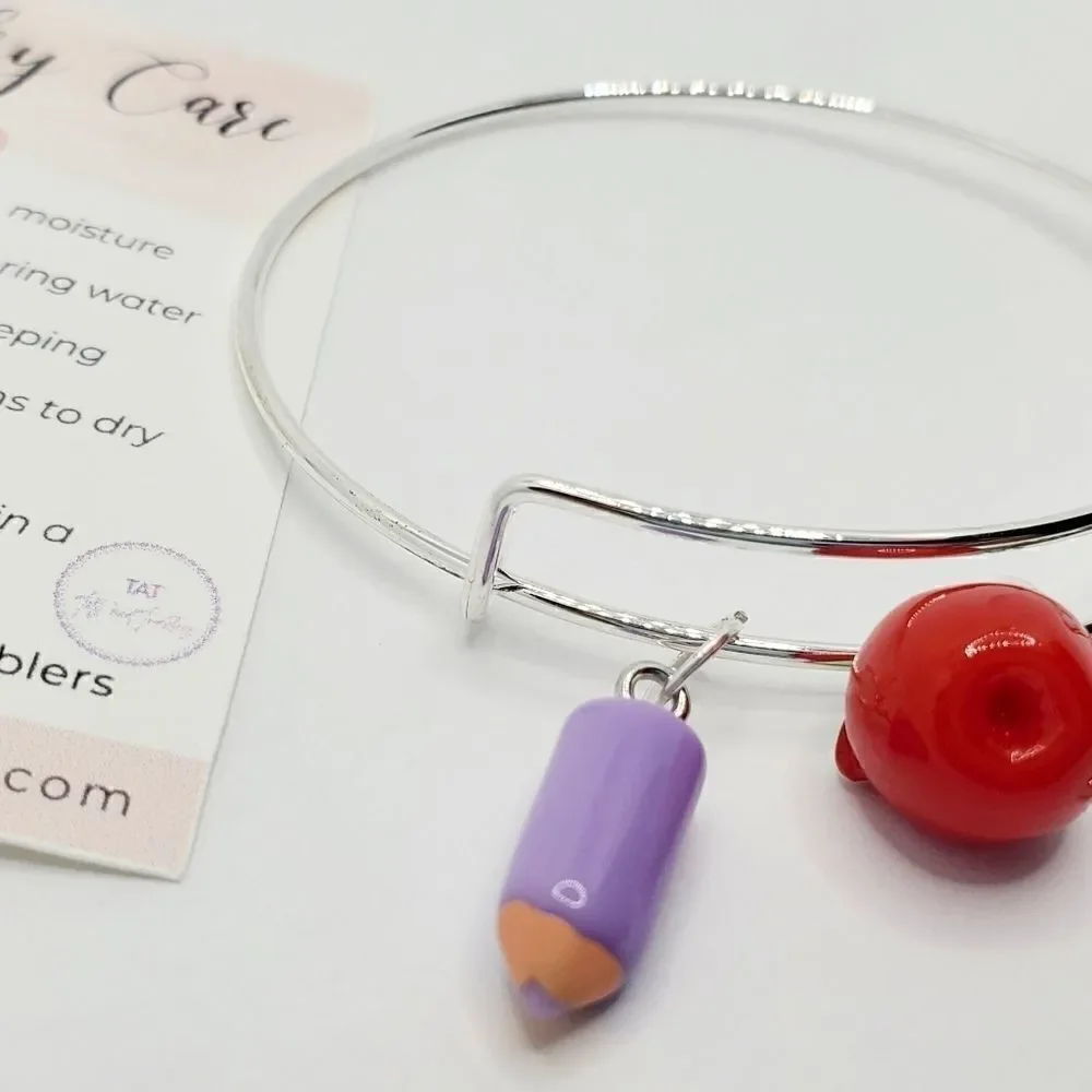 Number 1 Teacher Charm Bracelet